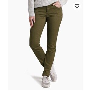 Kuhl Kontour Skinny Jeans Olive Green Women's 4 Reg Hiking Outdoors Tie Waist